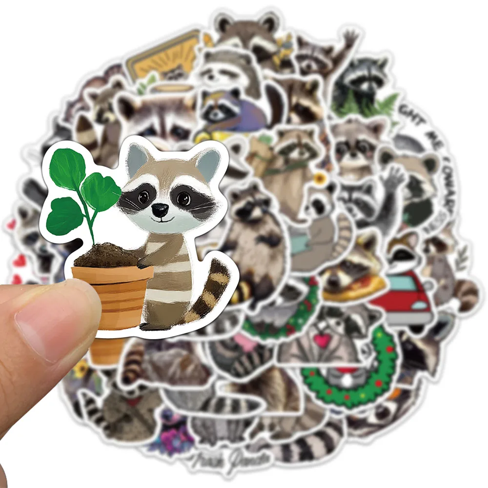 50PCS Cartoon Waschbär Aufkleber Niedlichen Tier Konto Material Telefon Fall Laptop Gepäck Wasser Flasche Wasserdichte Aufkleber – Detail 3