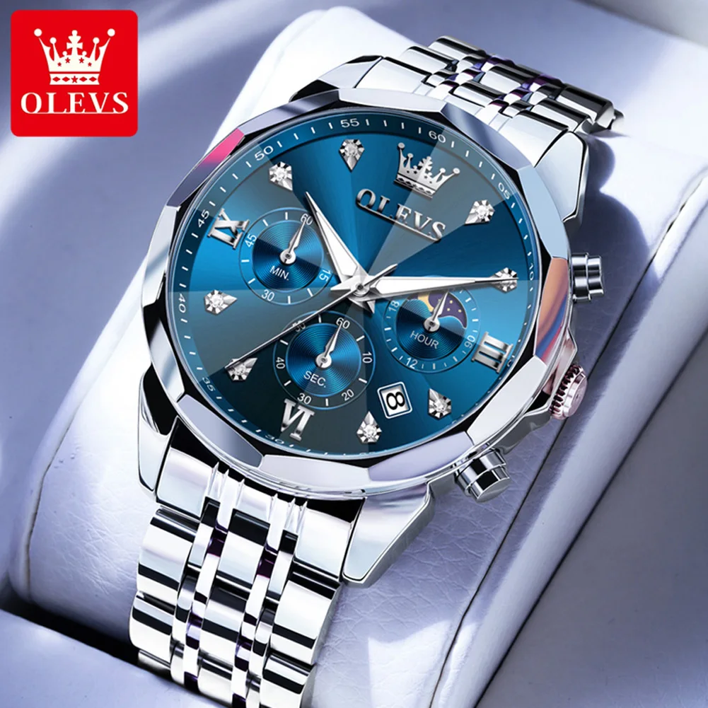 OLEVS Luminous Chronograph Men's Waterproof Quartz Watch - Auto Date, Business Sport Design
