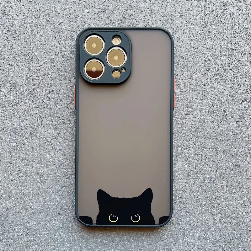 Schwarze, coole Katzen-Handyhülle mit Stoßschutz für iPhone 17 16 12 11 Pro Max 15 14 13 Pro Max Mini X XS XR 15 14 Plus Cover – Detail 10