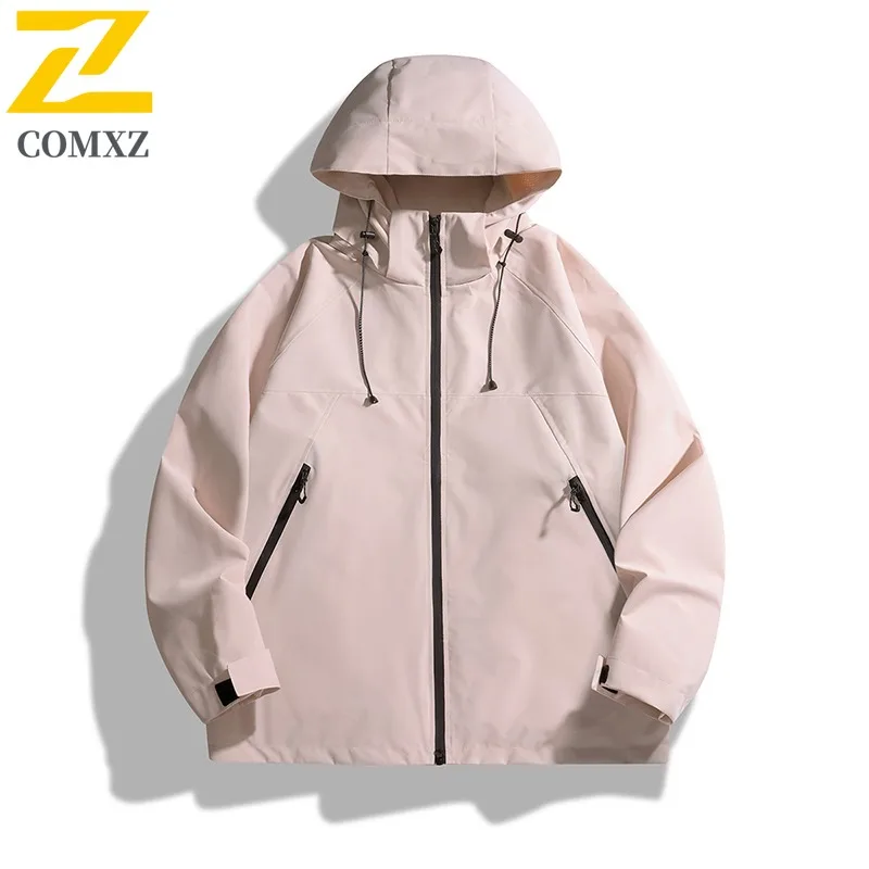 COMXZ Casual Hooded Men Jacket Outdoor Climbing Wind Resistant Outerwear High End Journey Light Autumn New Windbreaker