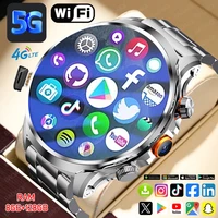 5G/4G Smart Watch Mens 1.95 inch AMOLED 8GB+128GB RAM HD 500W Camera WatchSmart GPS WIFI Google APP Download Smartwatch 1100 mAh 1