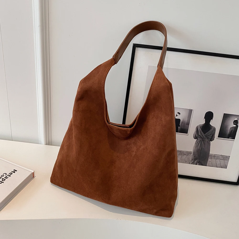 Sac à Bandoulière Femme En Daim Souple - Fourre-tout Vintage, Couleur Unie, Léger Et Spacieux Pour Quotidien