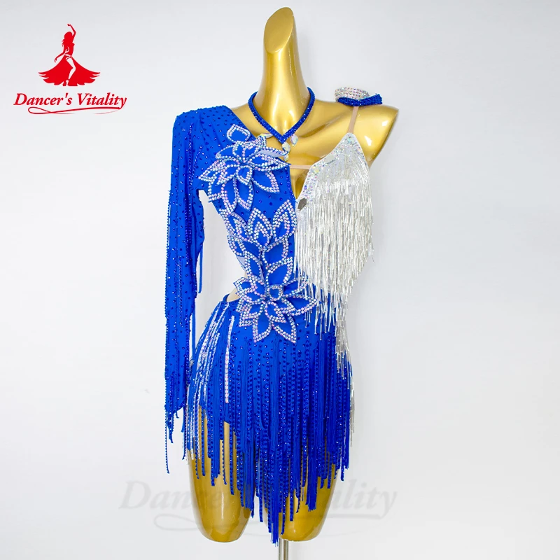 Robe de danse latine pour femme jupe volumineuse robes de performance de danse latine
