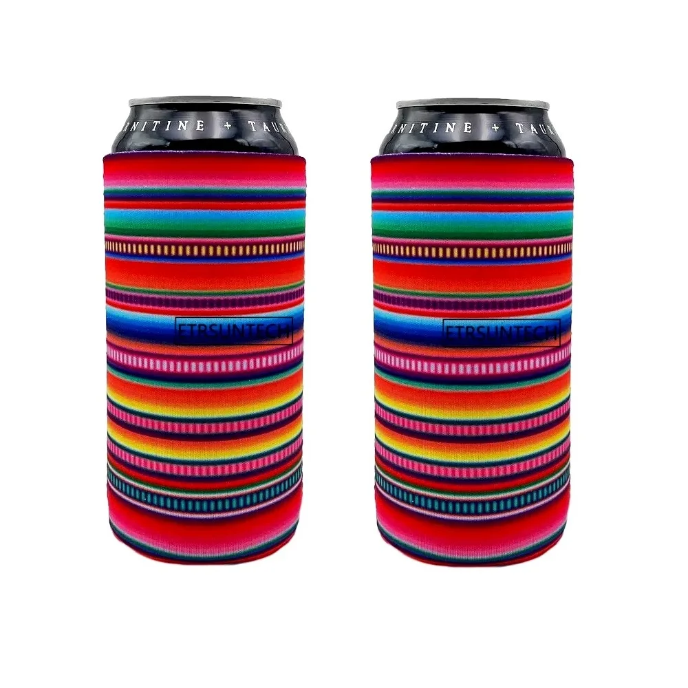 Set of 2 Collapsible Neoprene Beverage Cooler Sleeves for Tall Cans and Bottles