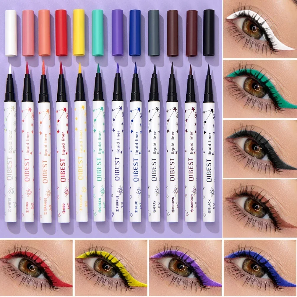 12 Colours Eyeliner Liquid Waterproof Matte Long Lasting Green Yellow Purple Blue White Eye Liner liquid eyeliner