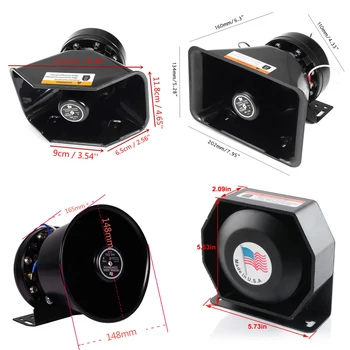Altoparlante per sirena della polizia dell'auto 200W 12V 24V avviso di emergenza corna per auto sirena di allarme Super forte tono sonoro altoparlante per corno del fuoco della polizia