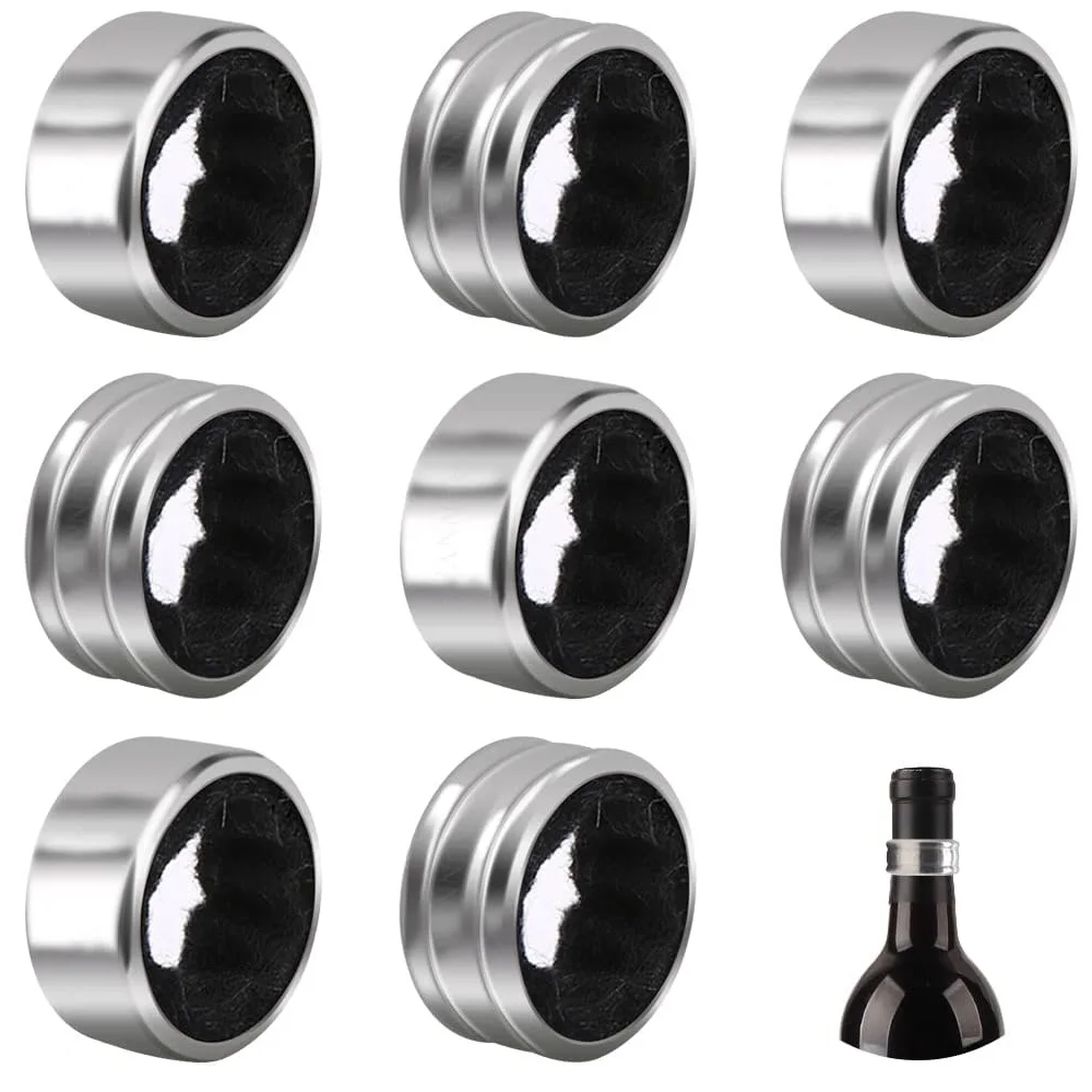 

500Pcs Stainless Steel Wine Bottle Collars Classy Wine Drip Rings Simple Durable Wine Drop Stopper with Velvet Felt for Bar