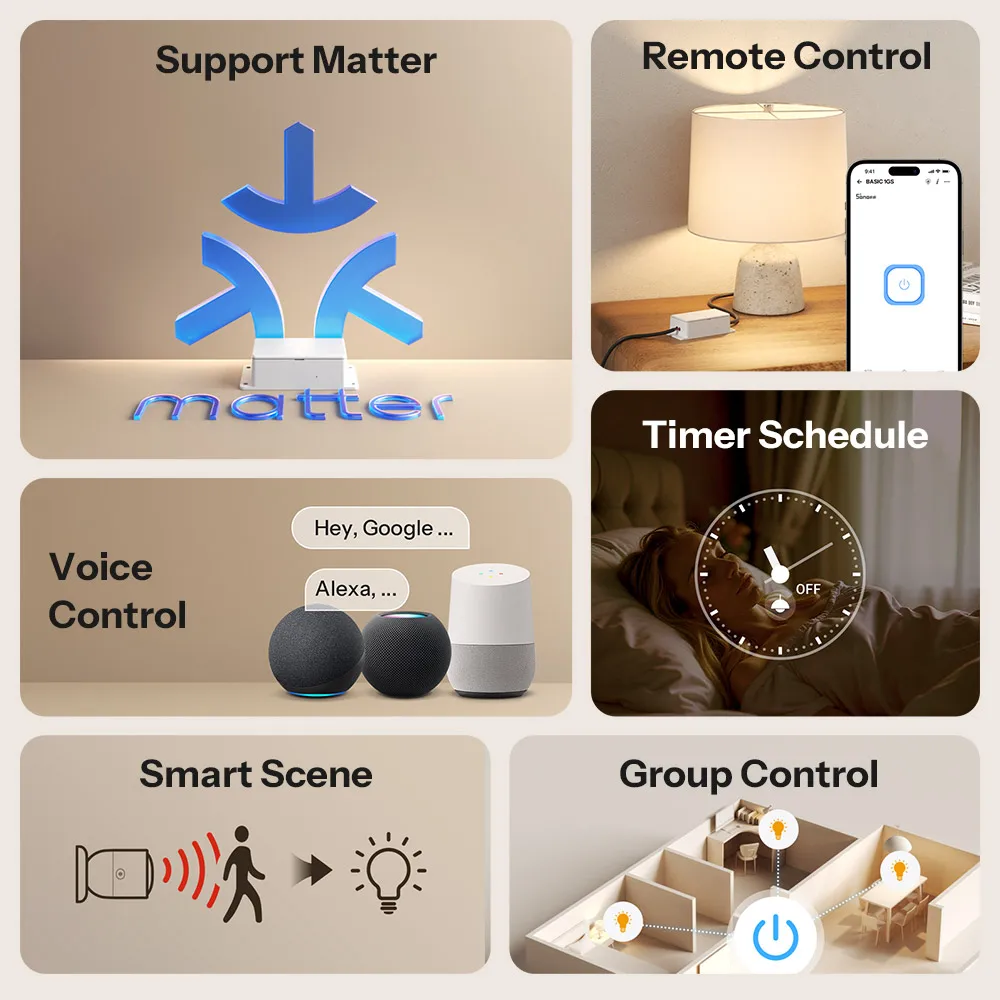 SONOFF 베이직 Gen5 매터 오버 WiFi 스마트 스위치 BASIC-1GS DIY 스위치 스마트 홈 타이머 스위치 모듈 Alexa Homekit과 호환