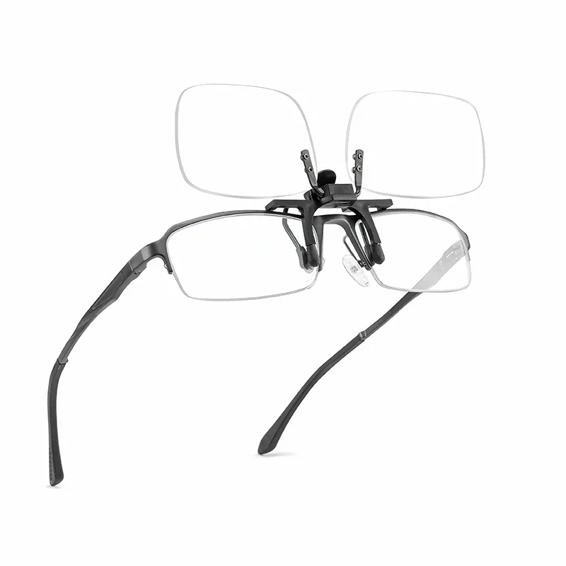 Reading Glasses Unisex Clip on Anti Blue Light Reading Glasses Magnifier Women Men Rimless Portable Presbyopia Glasses Clips Lens