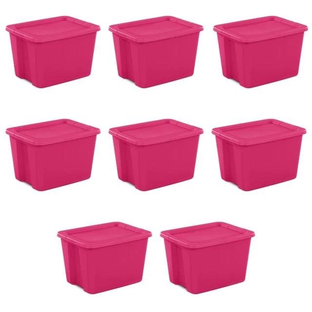 Sterilite 18 Gallon Tote Box Plastic, Fuchsia Burst, Set of 8storage storage  boxes storage box - AliExpress