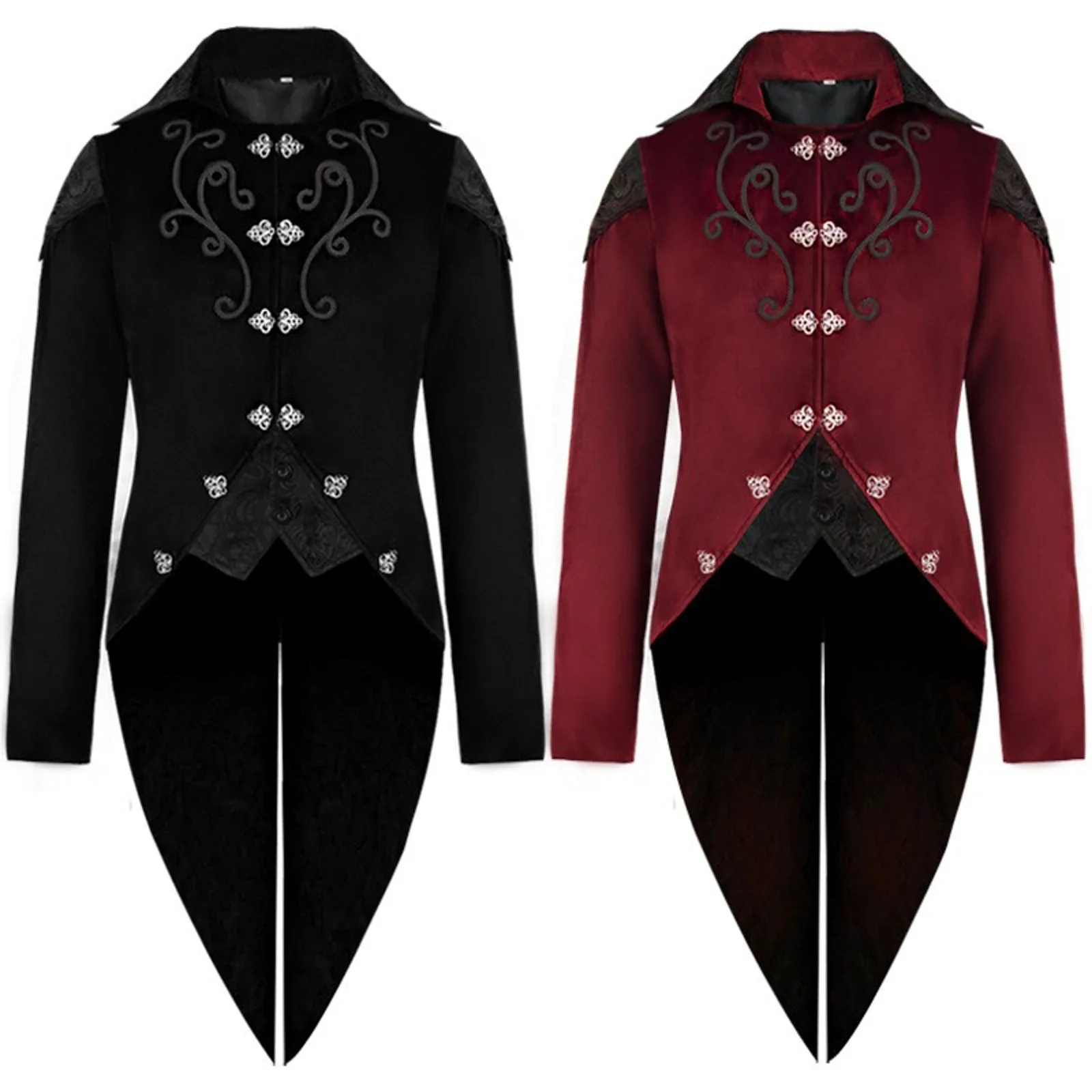 

2023 New Velet Medieval Jacket Long Sleeve Steampunk Victorian Costume For Men TailCoat Vintage Wedding Suit Nobel Cosplay