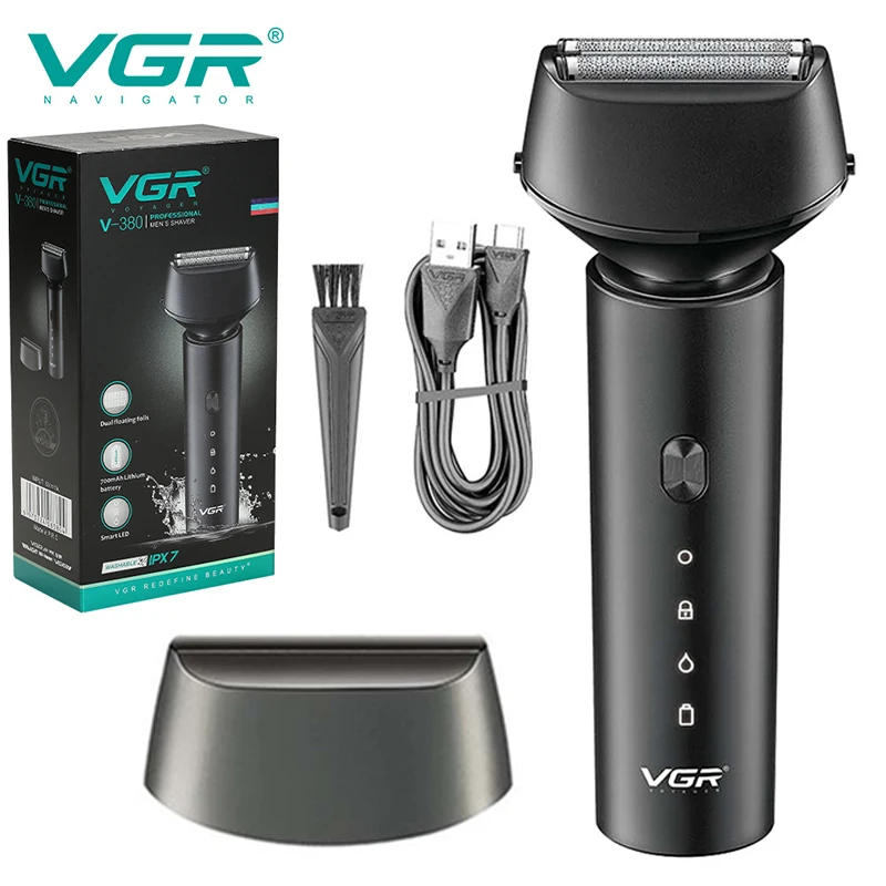 

VGR Beard Razors Waterproof Beard Trimmer Professional Beard Shaver Rechargeable Trimmer Portable Shaving Machine for Men V-380