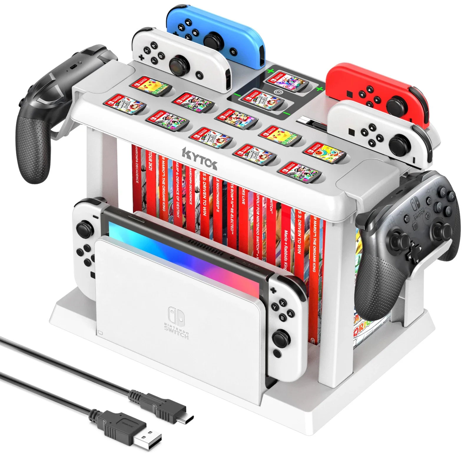 Зарядное устройство OIVO Joycon Switch с хранилищем для игр