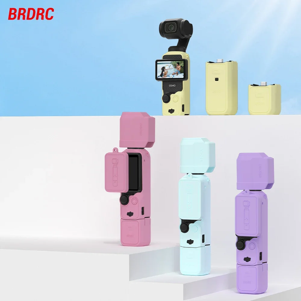 BRDRC Silicone Case for DJI Pocket 3 Camera Anti-Scratch Gimbal Camera Protective Cover with Rope Camera Accessories