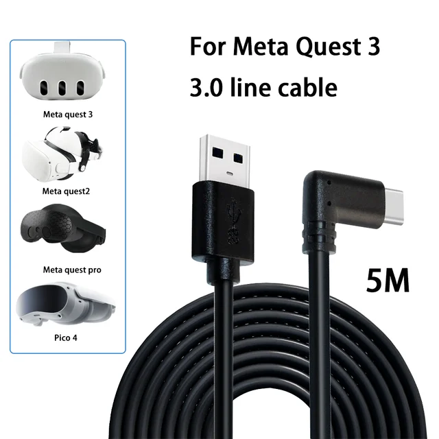Câble Haute Vitesse USB Type-C PC VR Link - Oculus Quest, Quest 2, Quest 3  - 5m