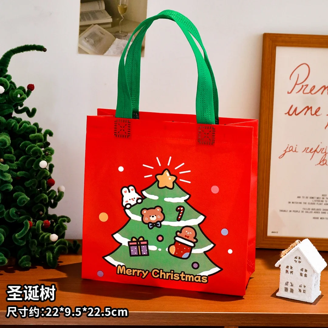 Neue Weihnachtsgeschenktüte, Weihnachtsmann, Schneemann, Rentier, Weihnachtsbaum, Vlies-Handtasche für Zuhause, 2025, Weihnachtsdekoration, Navidad Noel-Geschenk – Detail 14