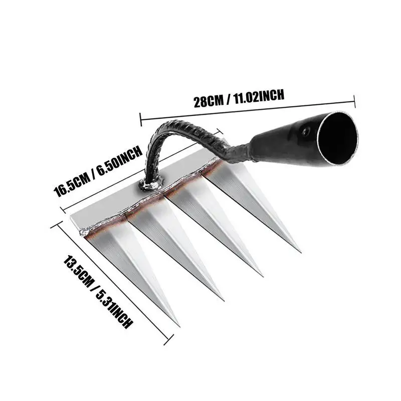 Gardening Hoe Weeding Rake Steel Farm Tool Grasping Raking Level Loosen Soil Harrow Clean Leaves Collect Weeds Agricultural Tool 6