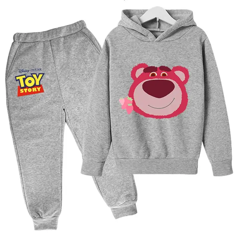 thumbnail image 1 of Conjunto de sudaderas con capucha Lotso para niños, Woody, Buzz Lightyear, sudaderas con capucha de Toy Story de dibujos animados para niños, camisetas y pantalones largos, traje de 2 piezas para niño, 1 of 5
