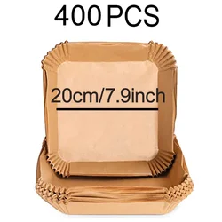 Premium Air Fryer Oil-Proof Disposable Baking Paper Liners - Ideal for Barbecue & Oven Use (Round, 16-23cm) (400Pcs 20cm Square)