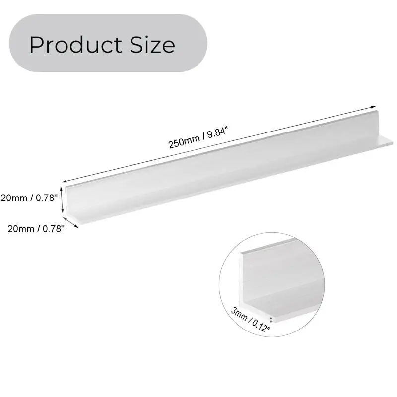1 Stück 6061 Aluminium L-förmiges Profil 250 mm Länge, rechtwinklige Halterungsverkleidung für strukturelle Unterstützung und Dekoration – Detail 2