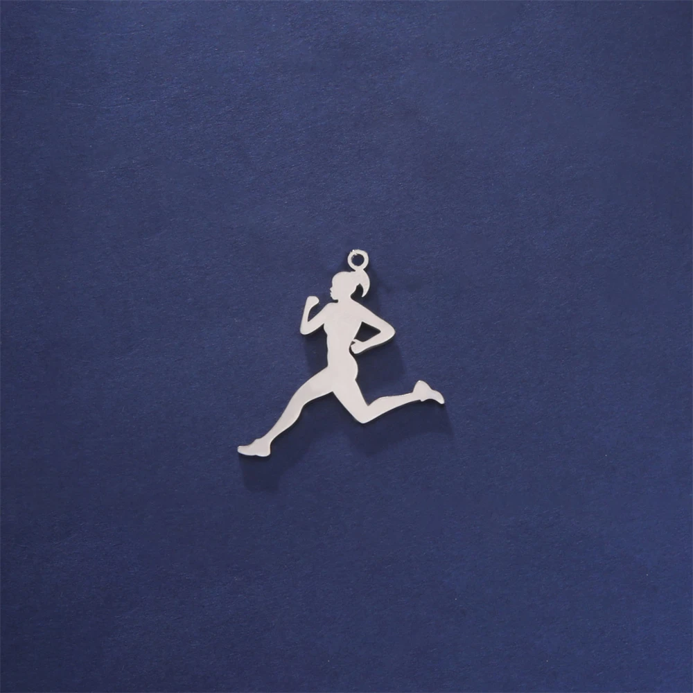 5 teile/los Sport Laufen Mädchen Geformt Schmuck Charms Zubehör Großhandel Edelstahl Diy Machen Frauen Halsketten Charme Anhänger – Detail 11