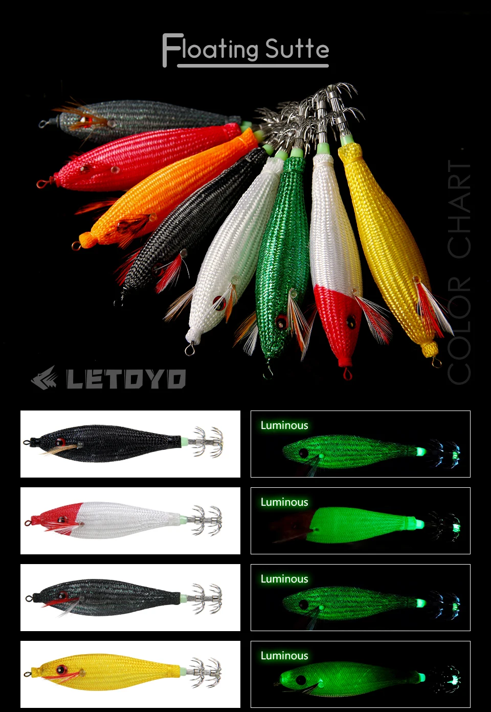 LETOYO 10g schwimmender Angelköder Leuchtender Tintenfisch Jig Künstlicher Köder Webfoot Octopus Tintenfisch Tintenfischköder – Detail 5
