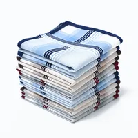 3Pcs 40x40cm 100% Cotton Business Classic Striped Plaid Men Pocket Square Scarf Handkerchief Wedding Party Gift 3