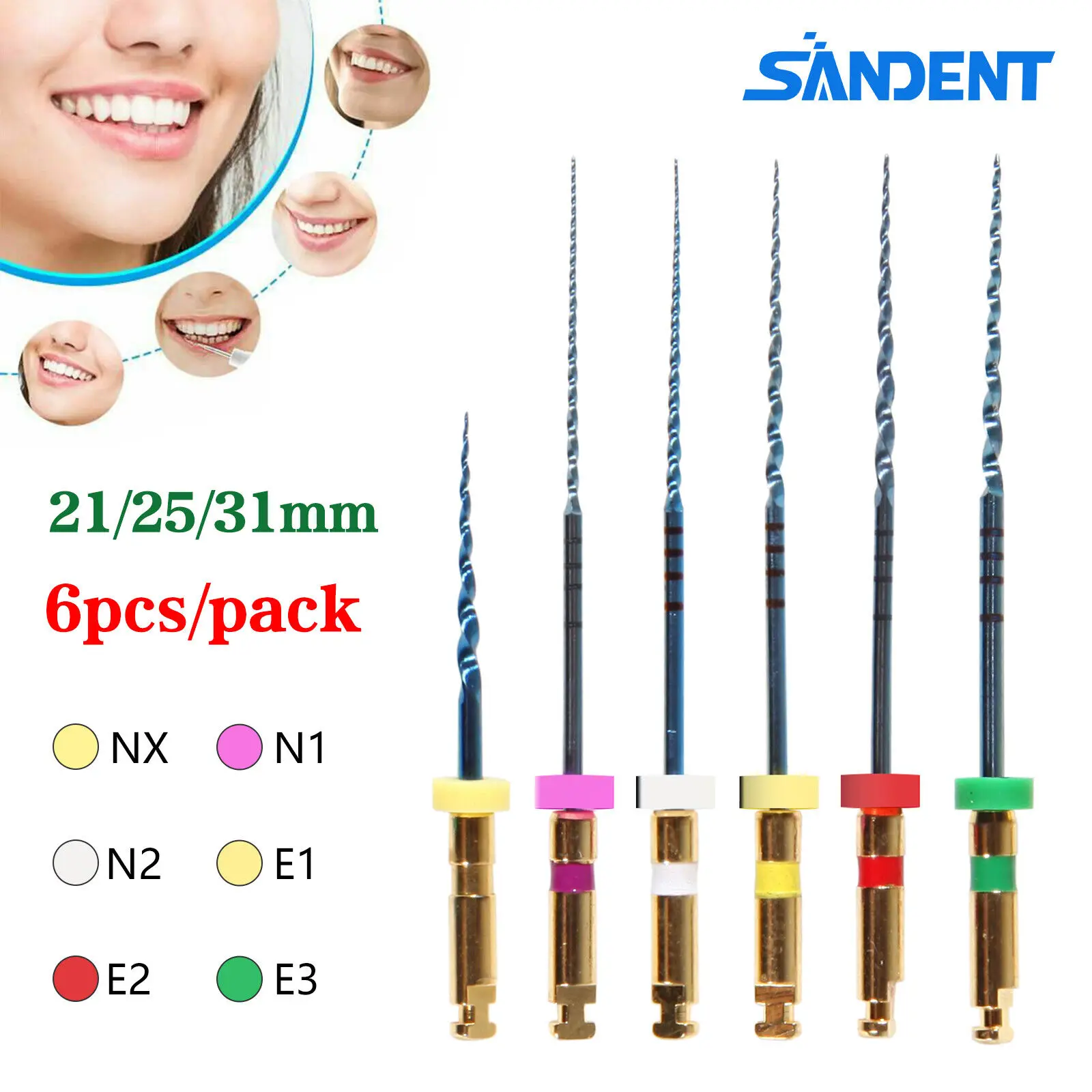 Kit 4 Punte Tagliagomma Endodontico SANDENT Dental - Senza Fili Per Guttaperca