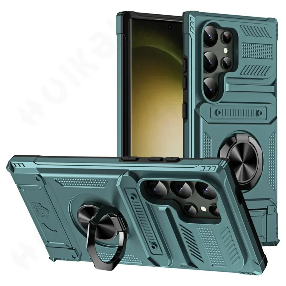 Universal Magnetic Ring Kickstand Wallet Phone Case Cover