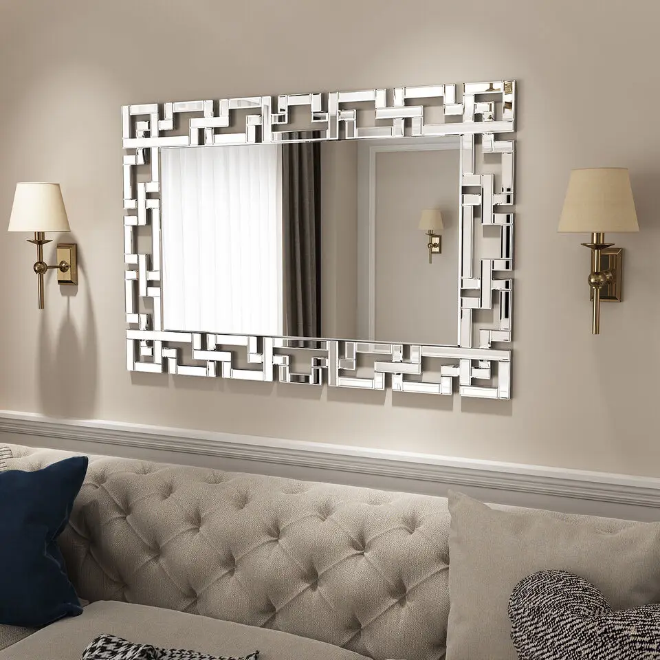 40 Inch Art Decor Wall Mirrors Large Grecian Venetian Mirror Vanity Sliver for Hotel Home Beveled Edge Accent Mirror 4