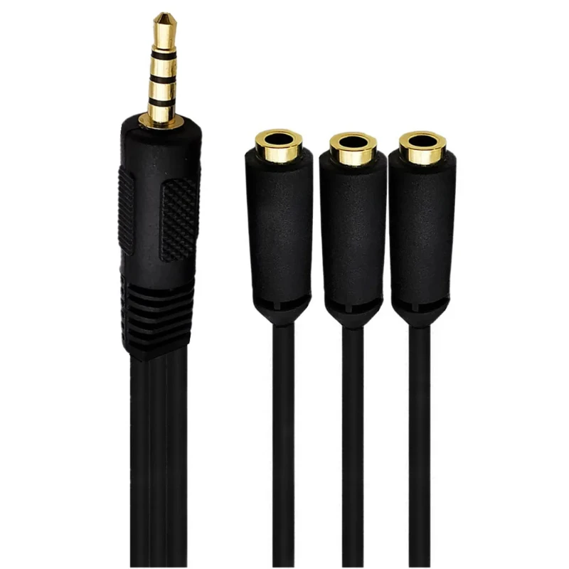 Stereo TRRS Male to Three Female Audio Cable Adapter Three