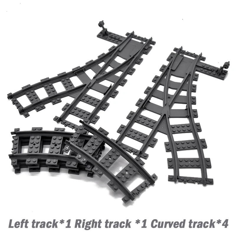 MOC City Trains Cross Track Railway Tracks Rails Crossing Forked Straight Curved Building Block Bricks DIY Toys for kids gifts | Игрушки и