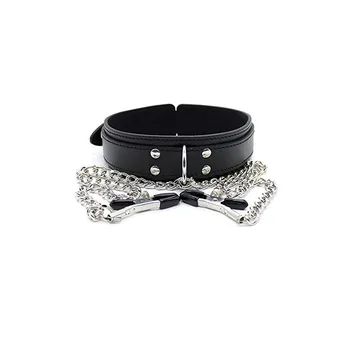BDSM Leather Choker Collar With Nipple Breast Clamp Clip Chain Couple Slaves Adult Sex Toys Butterfly Style For Couples Games BDSM Leather Choker Collar With Nipple Breast Clamp Clip Chain Couple Slaves Adult Sex Toys Butterfly.jpg