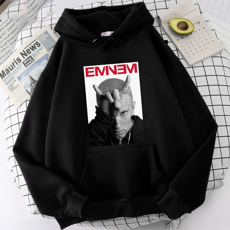 

Winter Street Sweatshirt Eminem Graphic Hoodie Men's Clothing Hip Hop Rapper Outfits Women's Clothes Retro 90s Style Autumn Tops