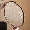 Vintage Glass Bamboo Tea Tray Fruit Dim Sum Tray Cake Tray Crabapple Flower Glass Storage Trays Household Storage Container 4