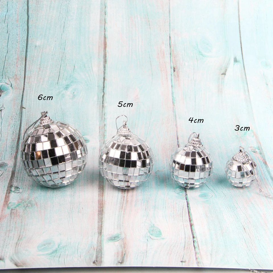 1Pack Mirror Glass 30-60mm Christmas Ball Xmas Tree Hanging Ornaments Pendants Bauble Disco Ball Home Christmas Party Decoration