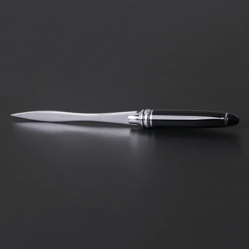 Stainless Steel Letter Opener Cut Cutter Paper Tool Metal Handle Envelopes Cutting Knife Divided File Useful Black Office School