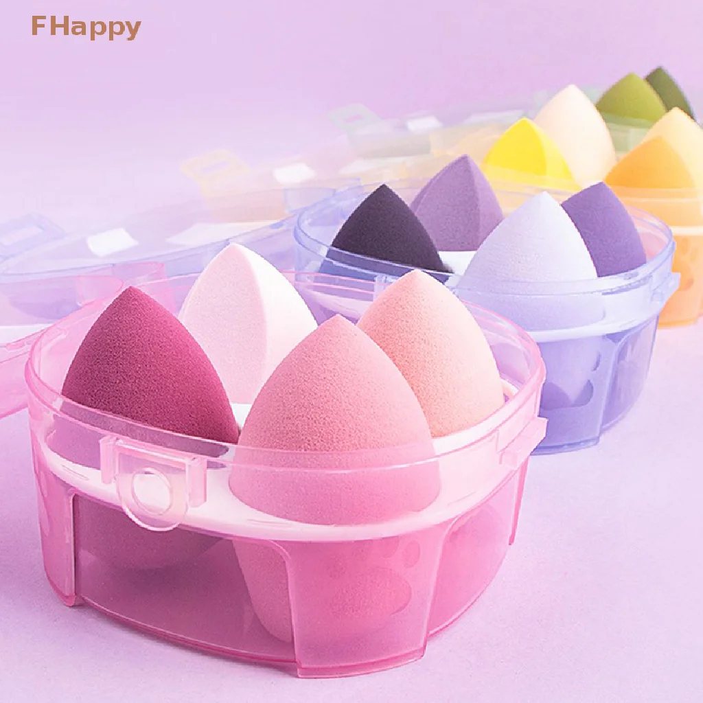 4pcs Makeup Blender Cosmetic Puff Makeup Sponge With Storage Box