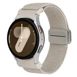 Magnetic Nylon Loop Band - No Gaps Bracelet, 20mm Straps - Watch 4 40mm 44mm (Beige)