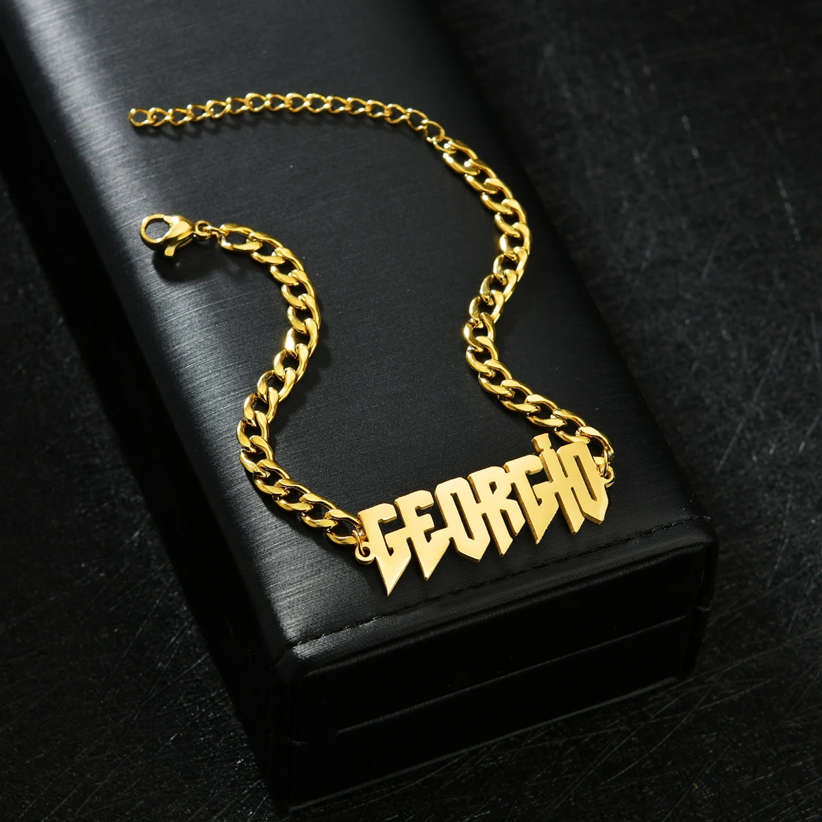 Acheerup Personalized Custom Name Stainless Steel Women Bracelet Zircon Butterfly Thick Adjustable Hand Chain Christamas Gift