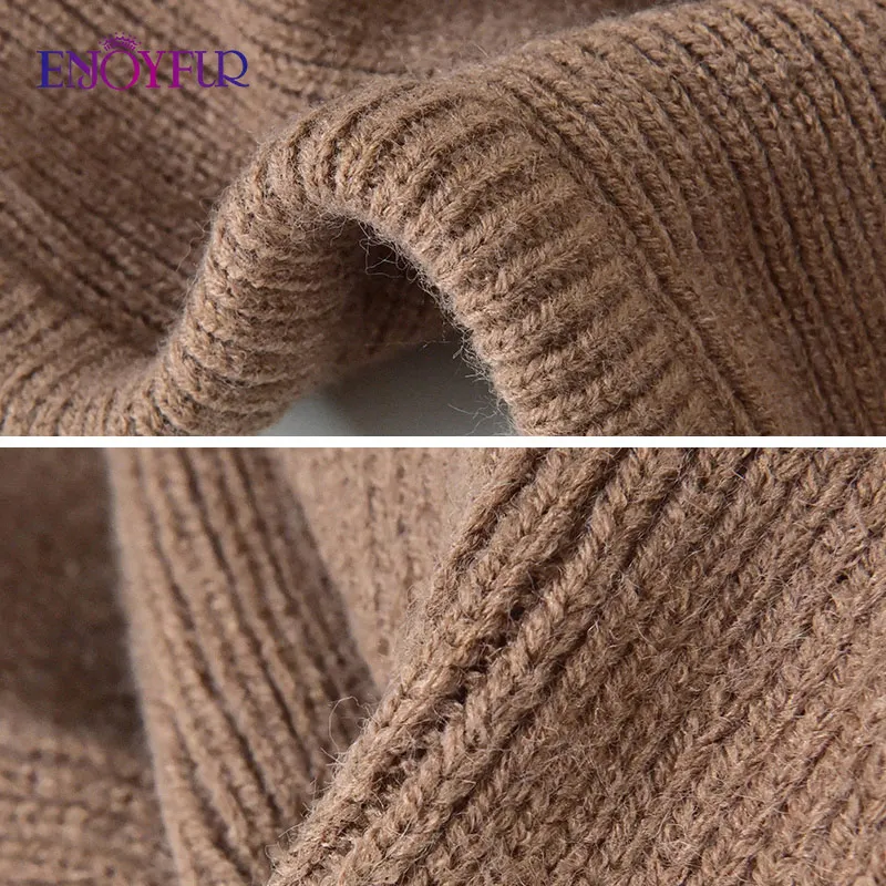 ENJOYFUR Women Balaclava Hats Unisex Knitted Hooded Caps Outdoor Warmer Drawstring Hats One-Piece Neck Collar Beanies Cap 4