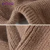 ENJOYFUR Women Balaclava Hats Unisex Knitted Hooded Caps Outdoor Warmer Drawstring Hats One-Piece Neck Collar Beanies Cap 4