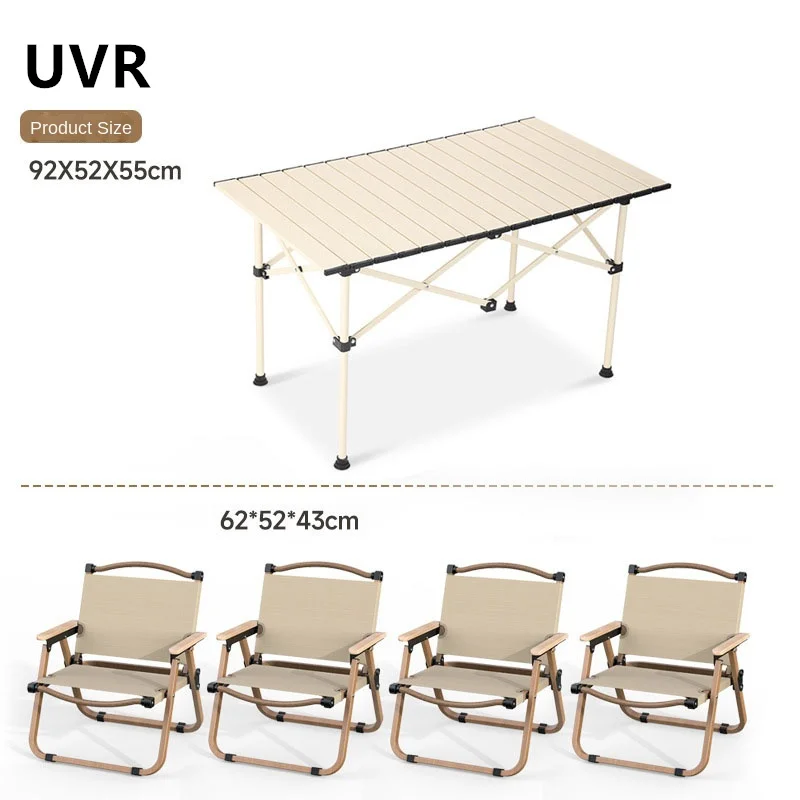 UVR Folding Camping Table and Chairs Family Travel Portable Carbon Steel Alloy Table Outdoor Folding Table and Chairs Set