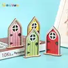 1PC 1/12 DollHouse Miniature Furniture Wooden Steepletop Door For Children DIY Furniture Garden Craft Toy 3D Fairy Door Tool - Image 3