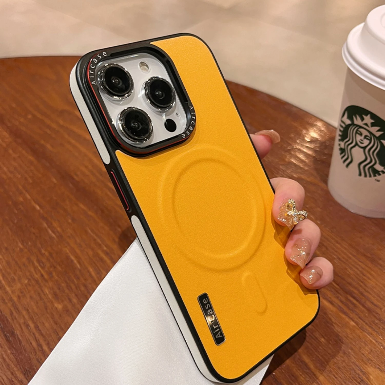 thumbnail image 1 of Business Double Color Leather Magsafe Case for iPhone 12 13 14 15 Pro Max Magnetic Matte Soft Shockproof Cover for iPhone 15Pro, 1 of 5