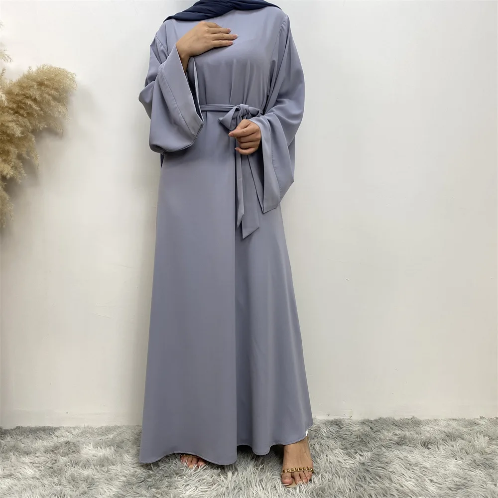 Fashion Plain Closed Abaya with Pockets Turkey Simple Abayas for Muslim Women Dubai Long Hijab Dress Ramadan Islam Kaftan Robe