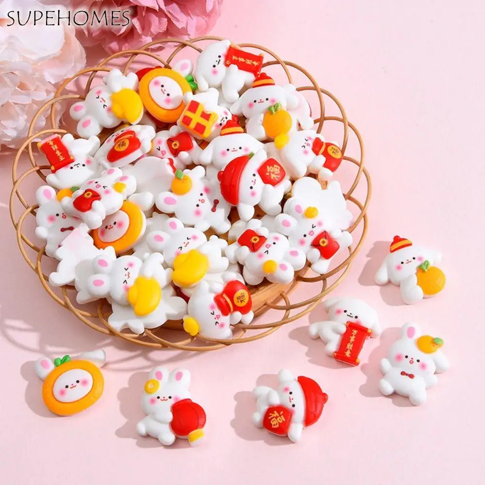 

10Pcs Scrapbook DIY Card Decoration Rabbit Mobile Phone Shell Phone post Resin Accessories DIY Material Head Rope