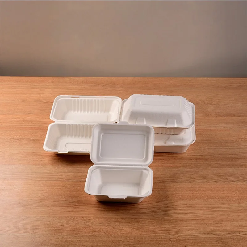 50PCS Biodegradable Disposable Food Containers Eco-Friendly Takeaway Lunch Box For Fruit Hamburger Cake Kitchen Use