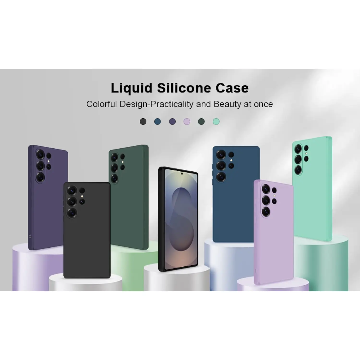 Noble Fashion Shockproof Protective Liquid Silicone Phone Case in Solid Color