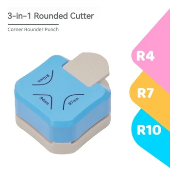 Arrotondatore di Angoli Multifunzione 3 Misure R4 R7 R10mm, Utensile Taglia Angoli per Carte, Scrapbooking, Carta da Regalo